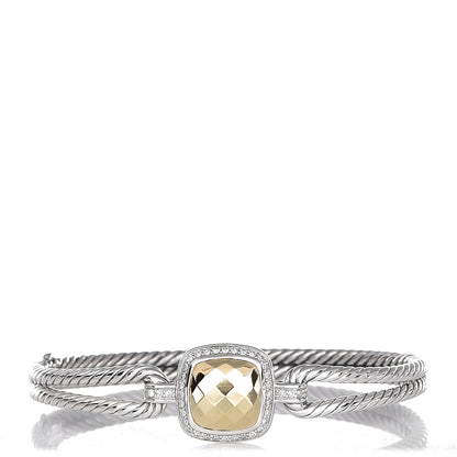 David Yurman Sterling Silver 18K Yellow Gold Diamond Albion Cable Bracelet 1 of 4