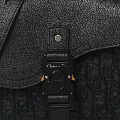 Christian Dior Oblique Jacquard Grained Calfskin Saddle Pouch With Strap Black 8 of 11