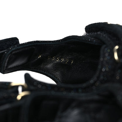 Chanel Suede Calfskin Glitter Crystal Velcro Dad Sandals 38 Black 8 of 9