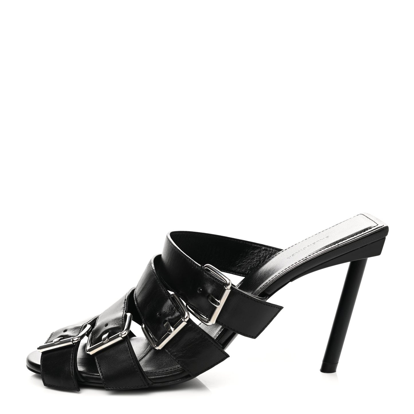 Shiny Sheepskin Bluckle K 80mm Sandals 38 Black
