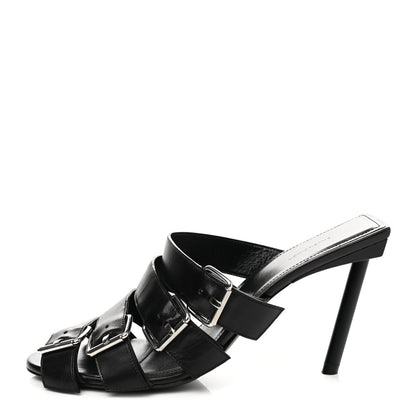 Balenciaga Shiny Sheepskin Bluckle K 80mm Sandals 38 Black 1 of 9