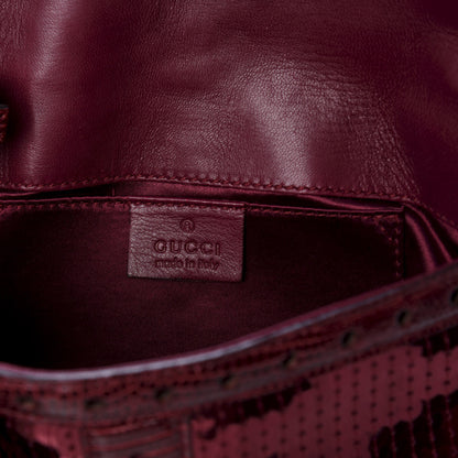 Gucci Sequin Lizard Crystal Wristlet Clutch Bag Bordeaux 6 of 7