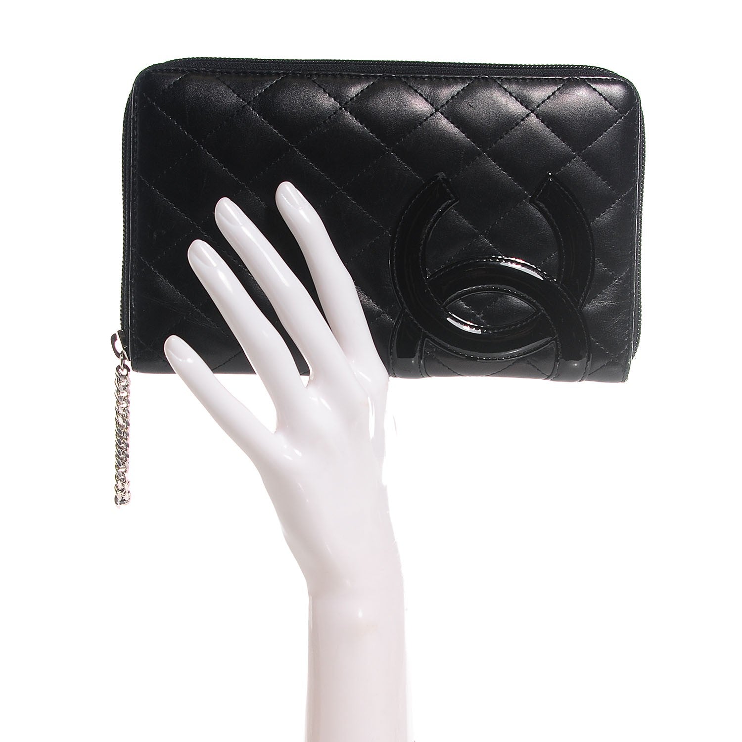 Chanel Calfskin Quilted Cambon Zip Around Organizer Wallet Black 2 of 9