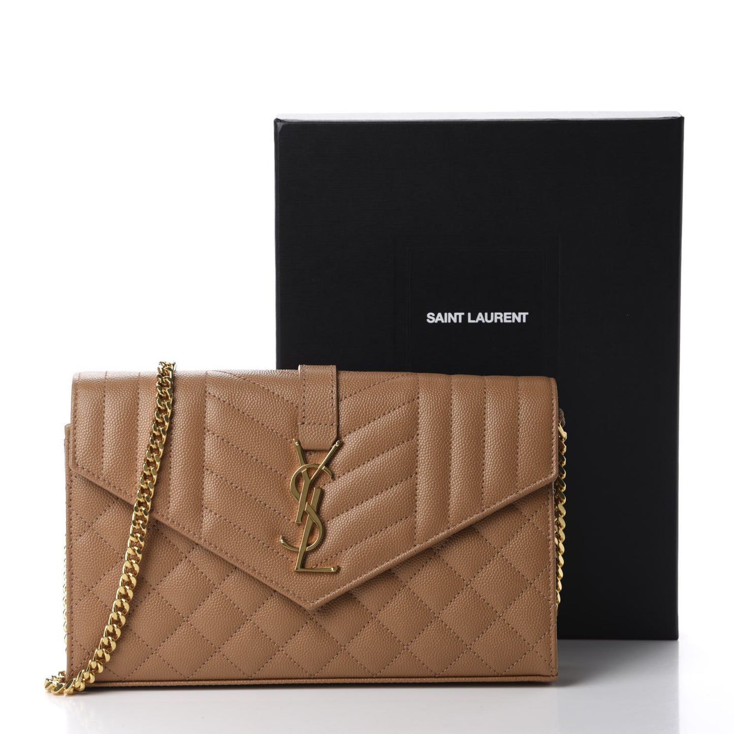 Grain De Poudre Mixed Matelasse Triquilt Monogram Chain Wallet Dune