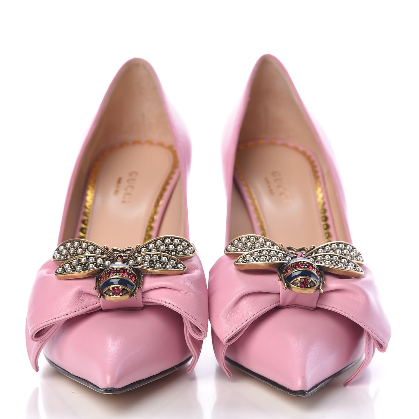 Nappa Queen Margaret Bow Mid Heel Pumps 38 Sugar Pink