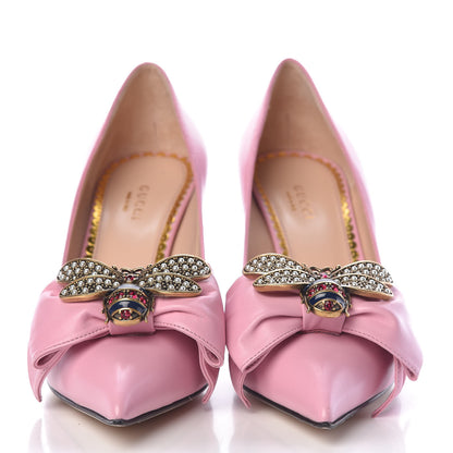 Gucci Nappa Queen Margaret Bow Mid Heel Pumps 38 Sugar Pink 2 of 11