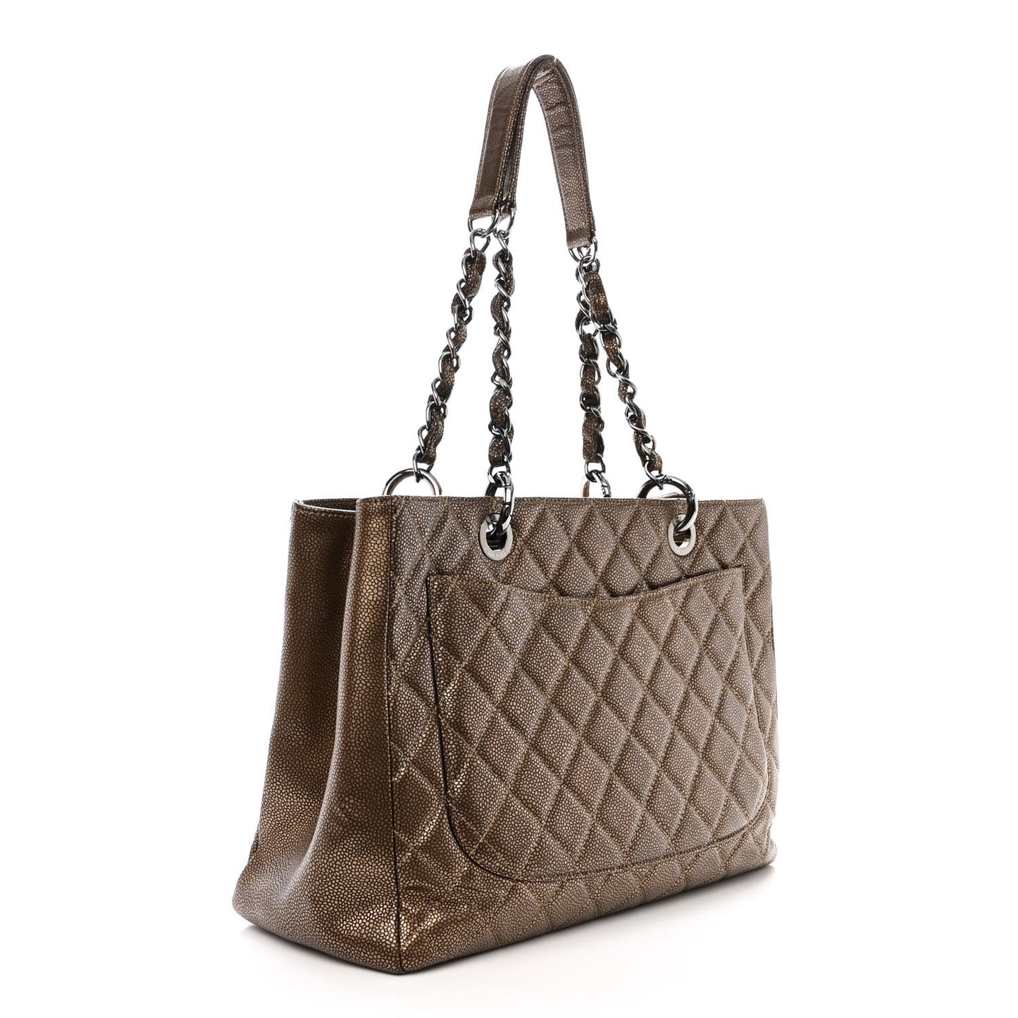 Metallic Caviar Quilted Grand Shopping Tote GST Bronze