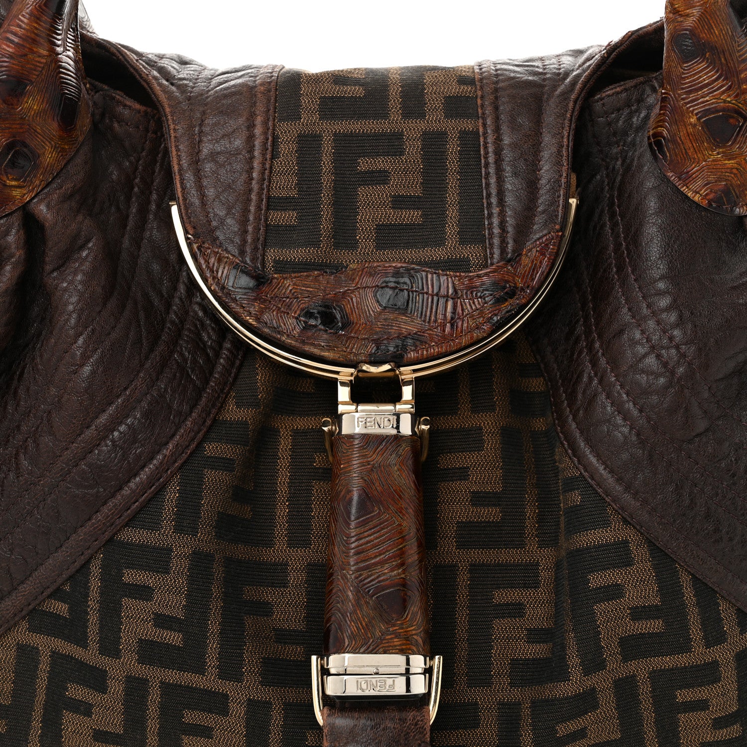 Fendi Zucca Nappa Nuvolata Vitello Tortuga Spy Tobacco Moro 8 of 11