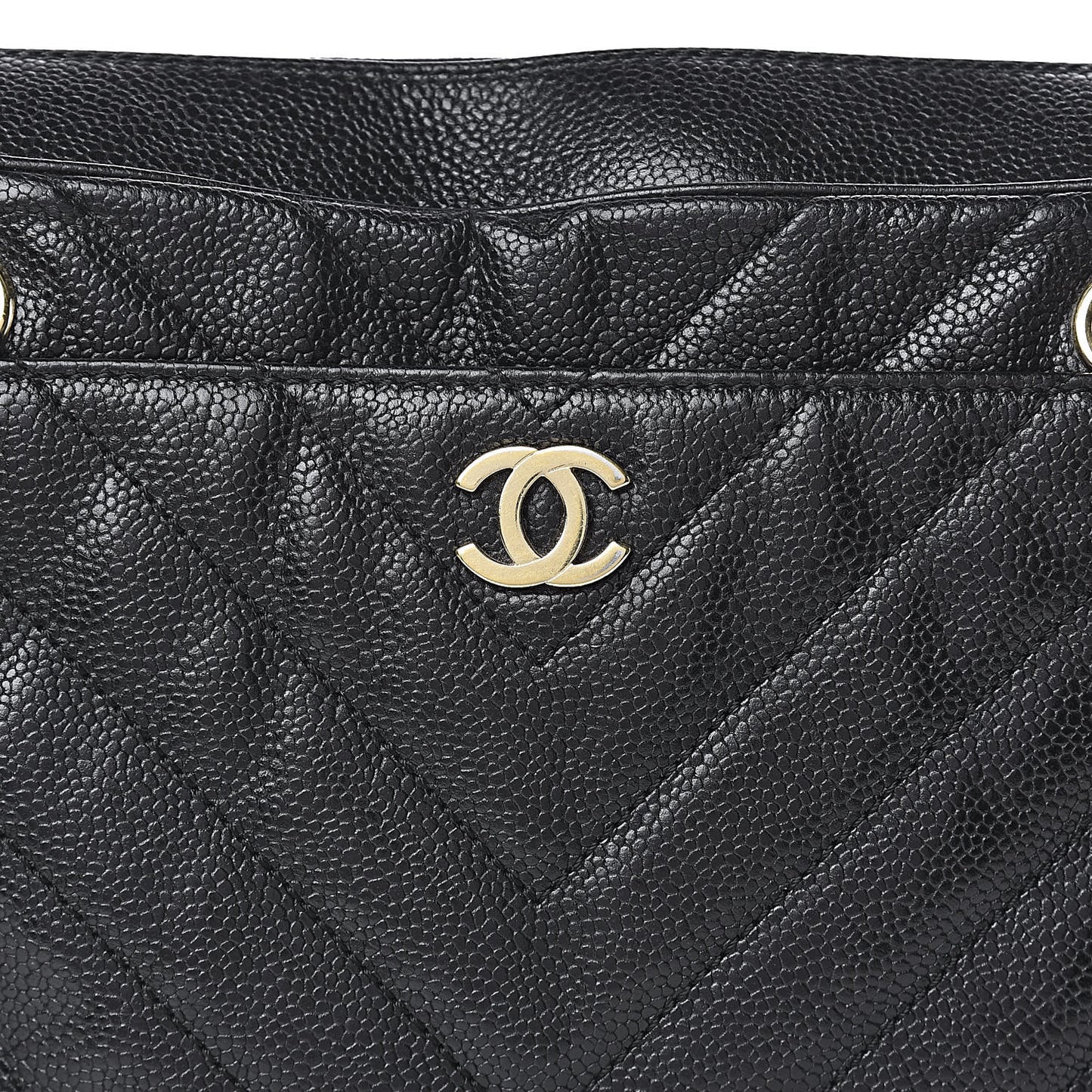Caviar Chevron Quilted Camera Case Black