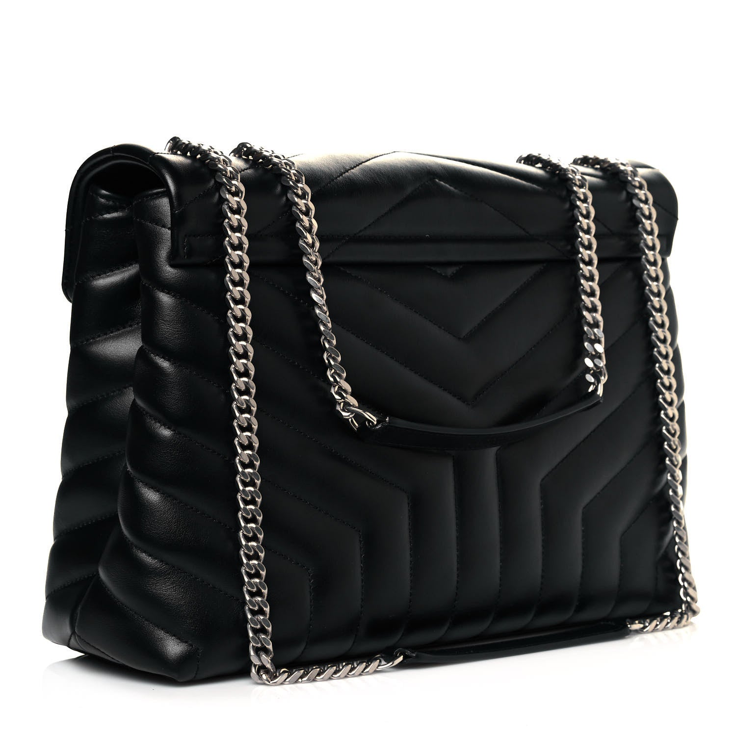 Saint Laurent Calfskin Y Quilted Monogram Medium Loulou Chain Satchel Black 3 of 11