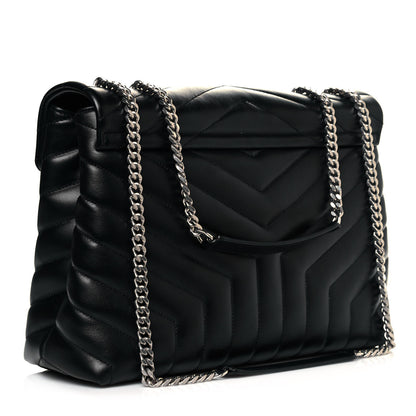 Saint Laurent Calfskin Y Quilted Monogram Medium Loulou Chain Satchel Black 3 of 11