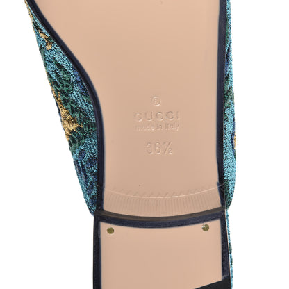 Gucci Iridescent Brocade Womens Princetown Slippers 36.5 Azure Multicolor Oro 8 of 10