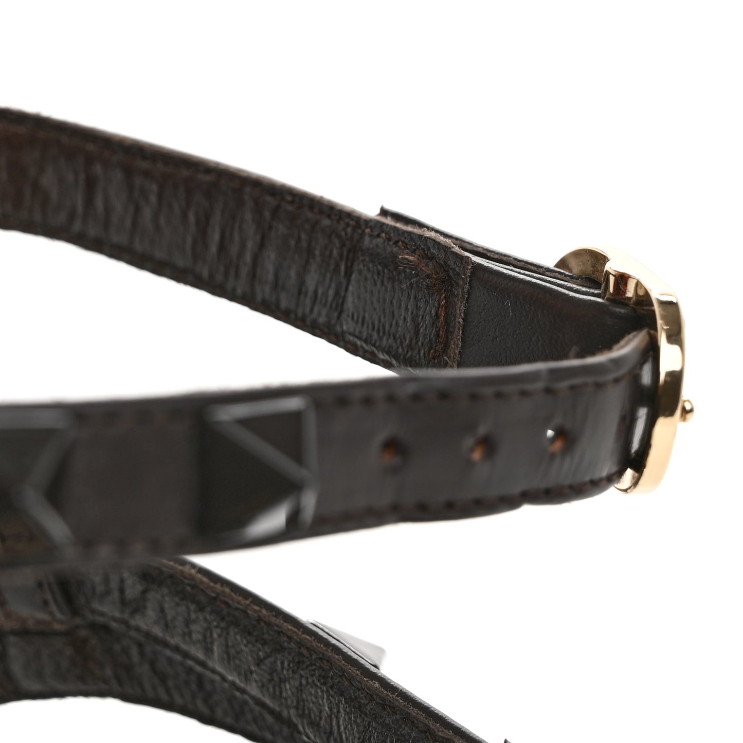 Calfskin Nappa Monochrome Rockstud Ankle Strap 65mm Pumps 40 Brown
