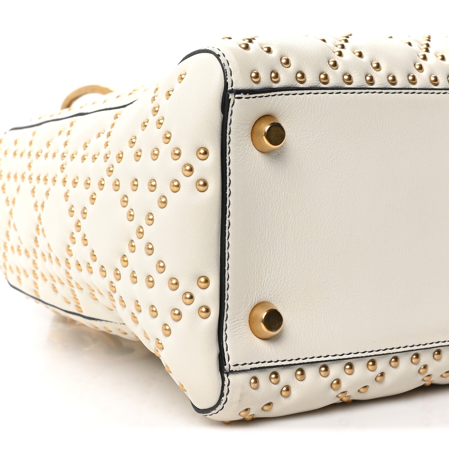 Christian Dior Calfskin Cannage Studded Medium Supple Lady Dior White 9 of 10