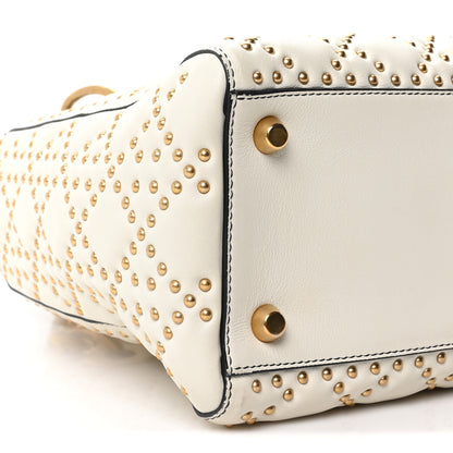 Christian Dior Calfskin Cannage Studded Medium Supple Lady Dior White 9 of 10