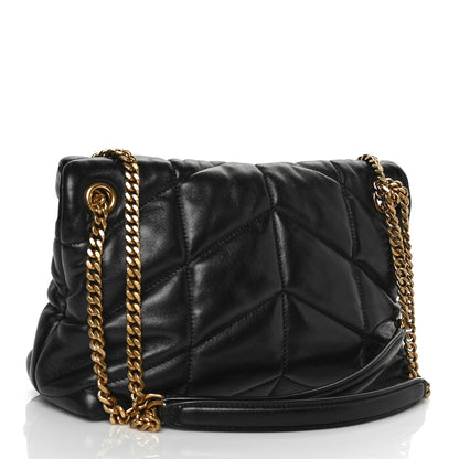 Saint Laurent Lambskin Quilted Small Loulou Puffer Monogram Chain Satchel Black 3 of 11