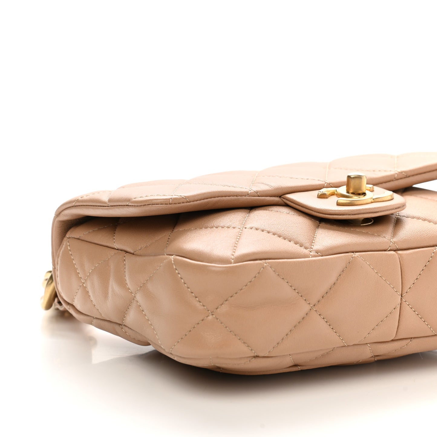 Lambskin Quilted Small CC Funky Town Flap Beige