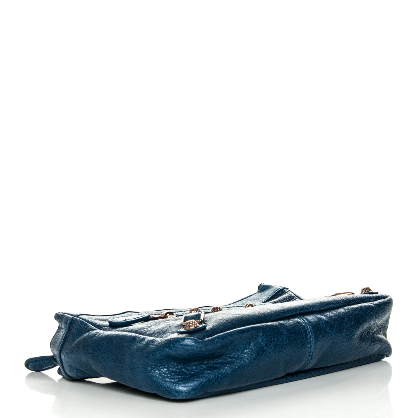 Agneau Giant 12 Rose Gold Hardware Cosmetic Pouch Bleu Cobalt