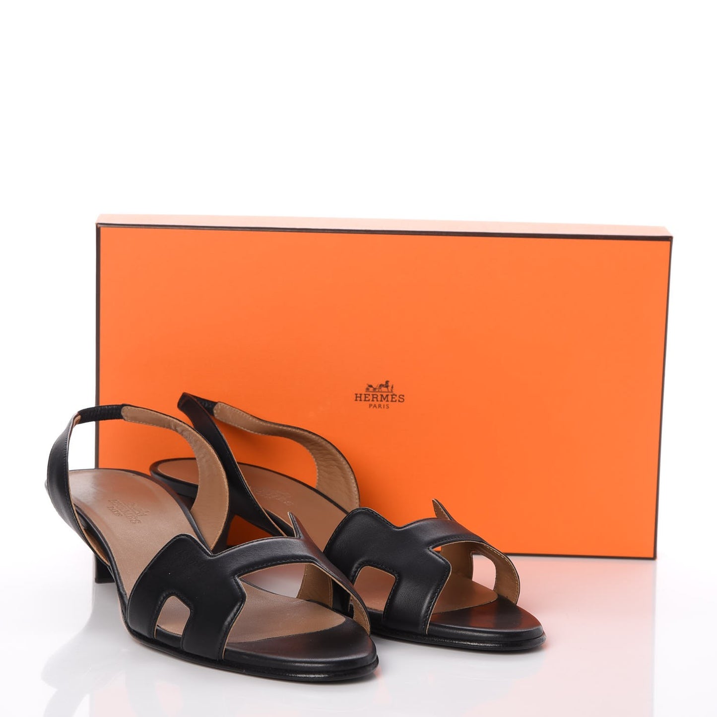 Calfskin Ottomane Slingback Sandals 39 Black