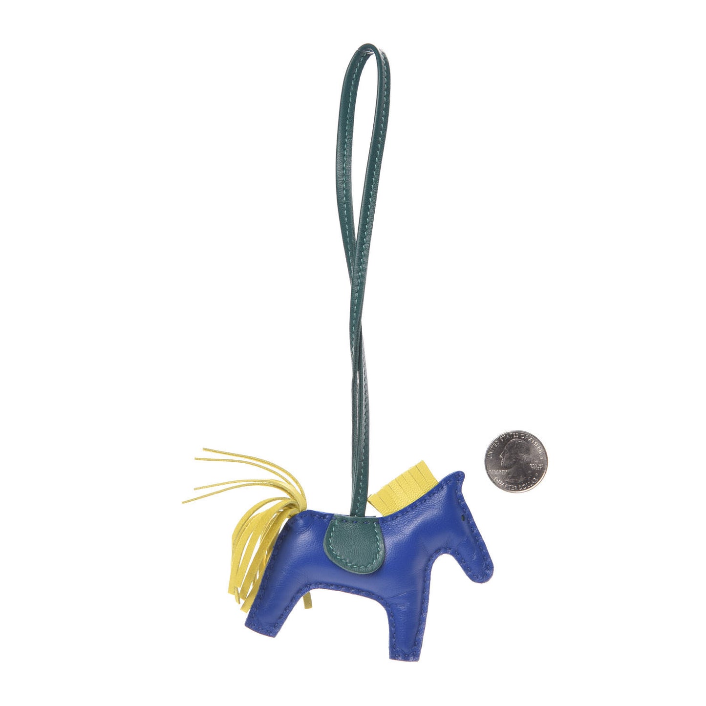 Milo Lambskin Grigri Rodeo Horse Bag Charm PM Bleu Electrique Lime Malachite