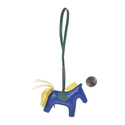 Hermes Milo Lambskin Grigri Rodeo Horse Bag Charm PM Bleu Electrique Lime Malachite 2 of 5