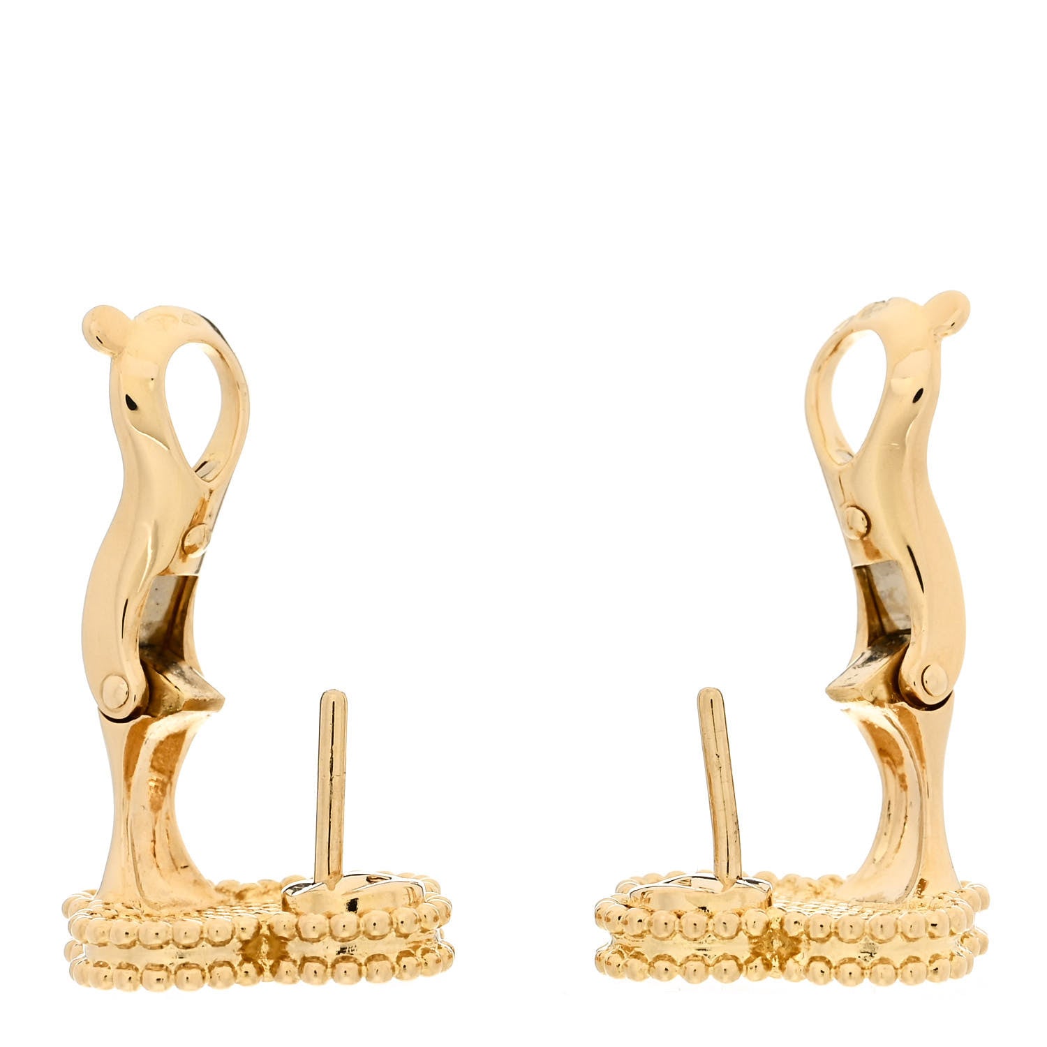 Van Cleef & Arpels 18K Yellow Gold Vintage Alhambra Earrings 3 of 5