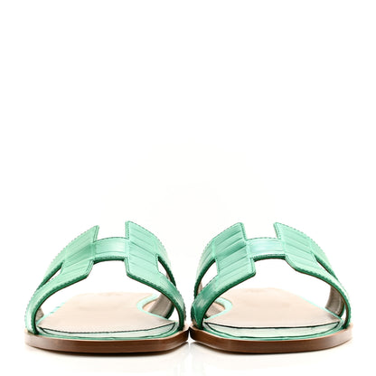 Hermes Shiny Alligator Oran Sandals 41 Vert Jade 2 of 9