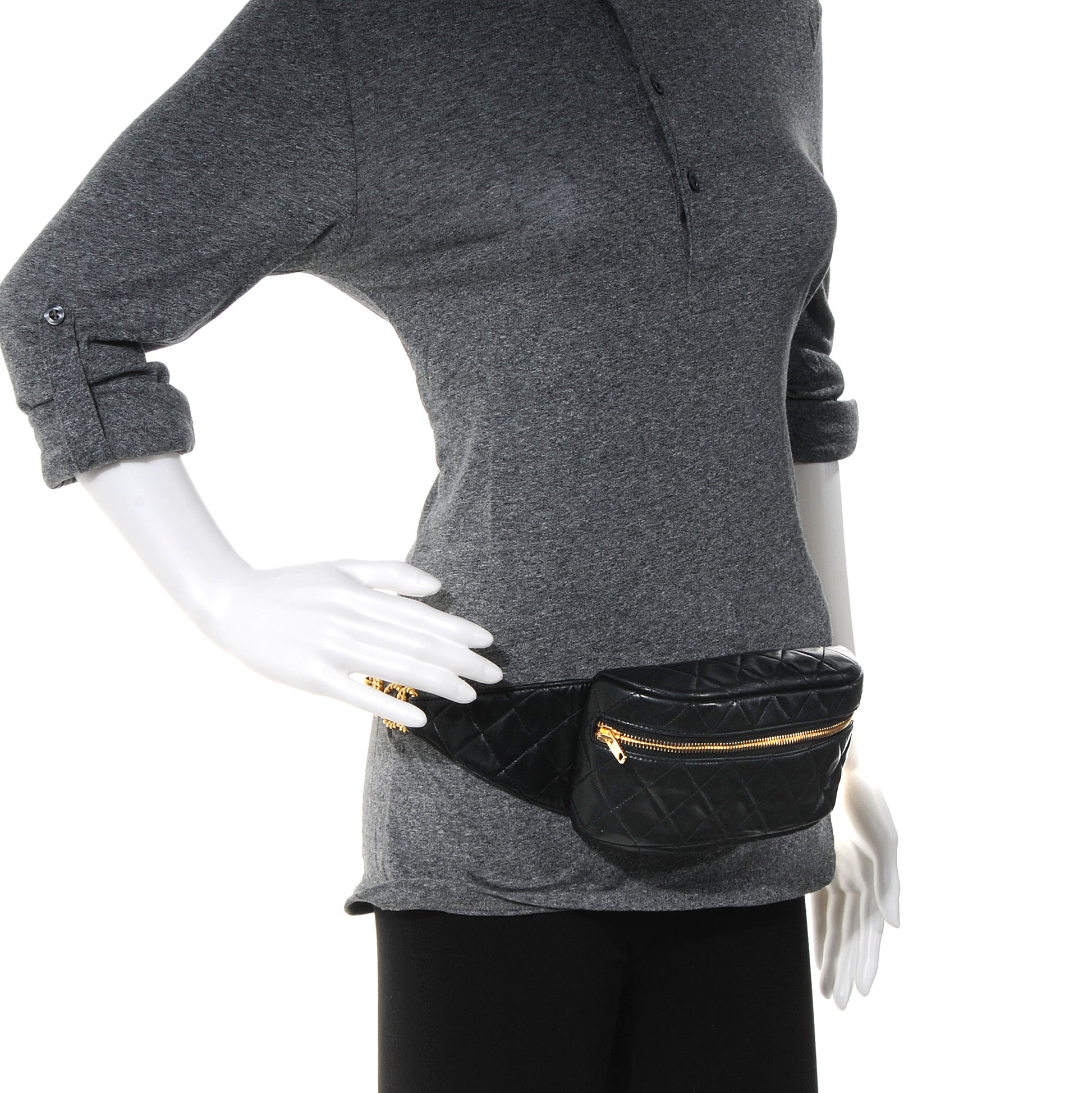 Chanel Lambskin Belt Bag Fanny Pack Black 2 of 6
