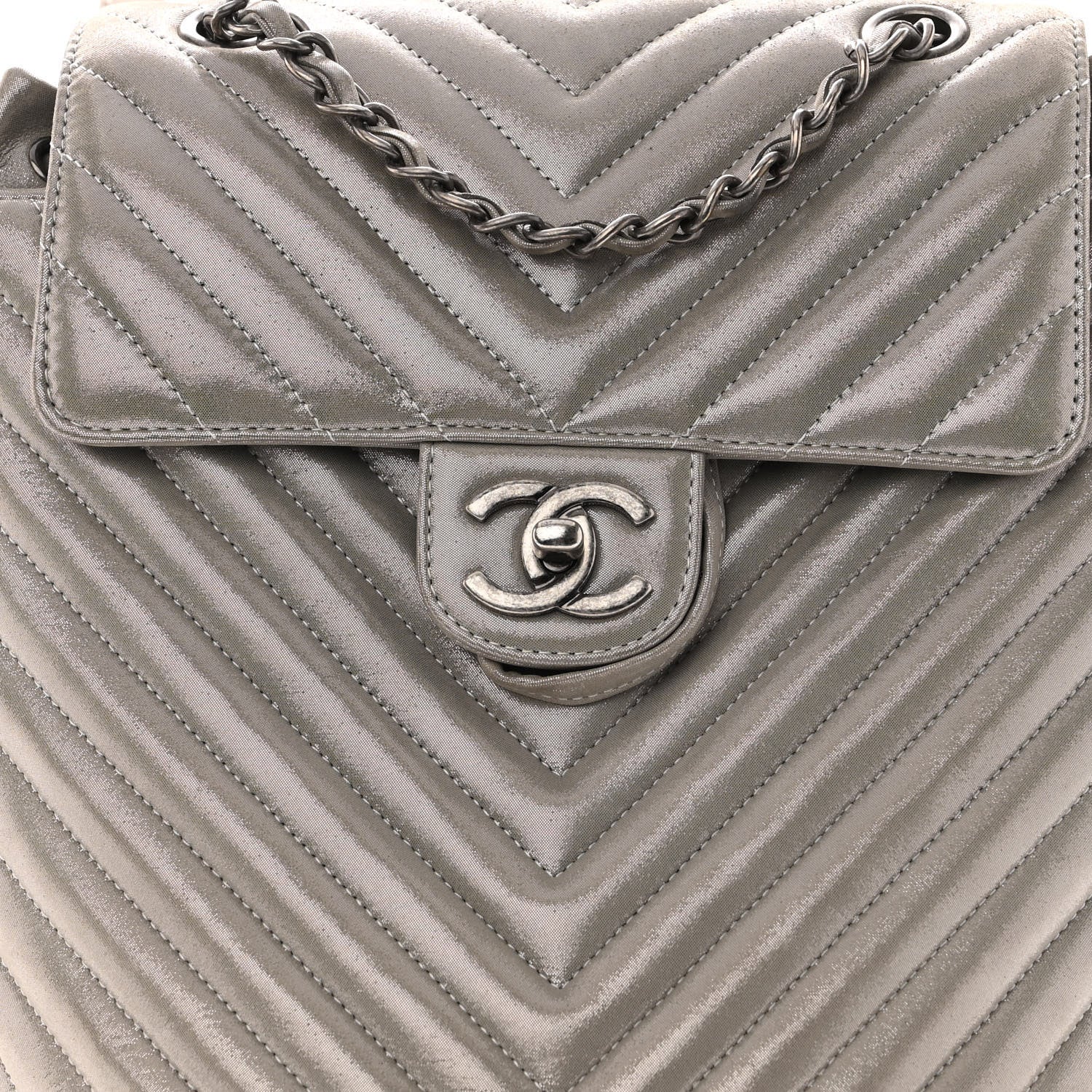 Chanel Iridescent Calfskin Chevron Quilted Small Urban Spirit Backpack Silver 7 of 9