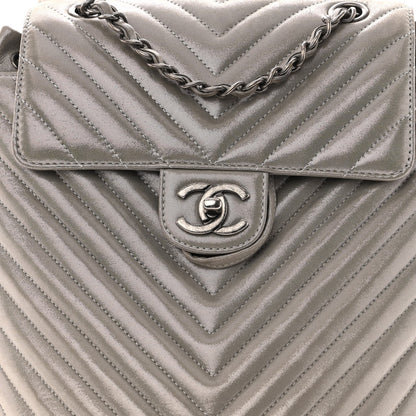 Chanel Iridescent Calfskin Chevron Quilted Small Urban Spirit Backpack Silver 7 of 9