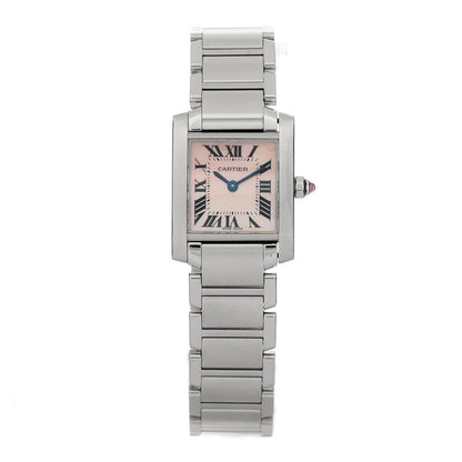 Cartier Stainless Steel Pink Mother of Pearl 20mm Tank Francaise Quartz Watch 1 of 4