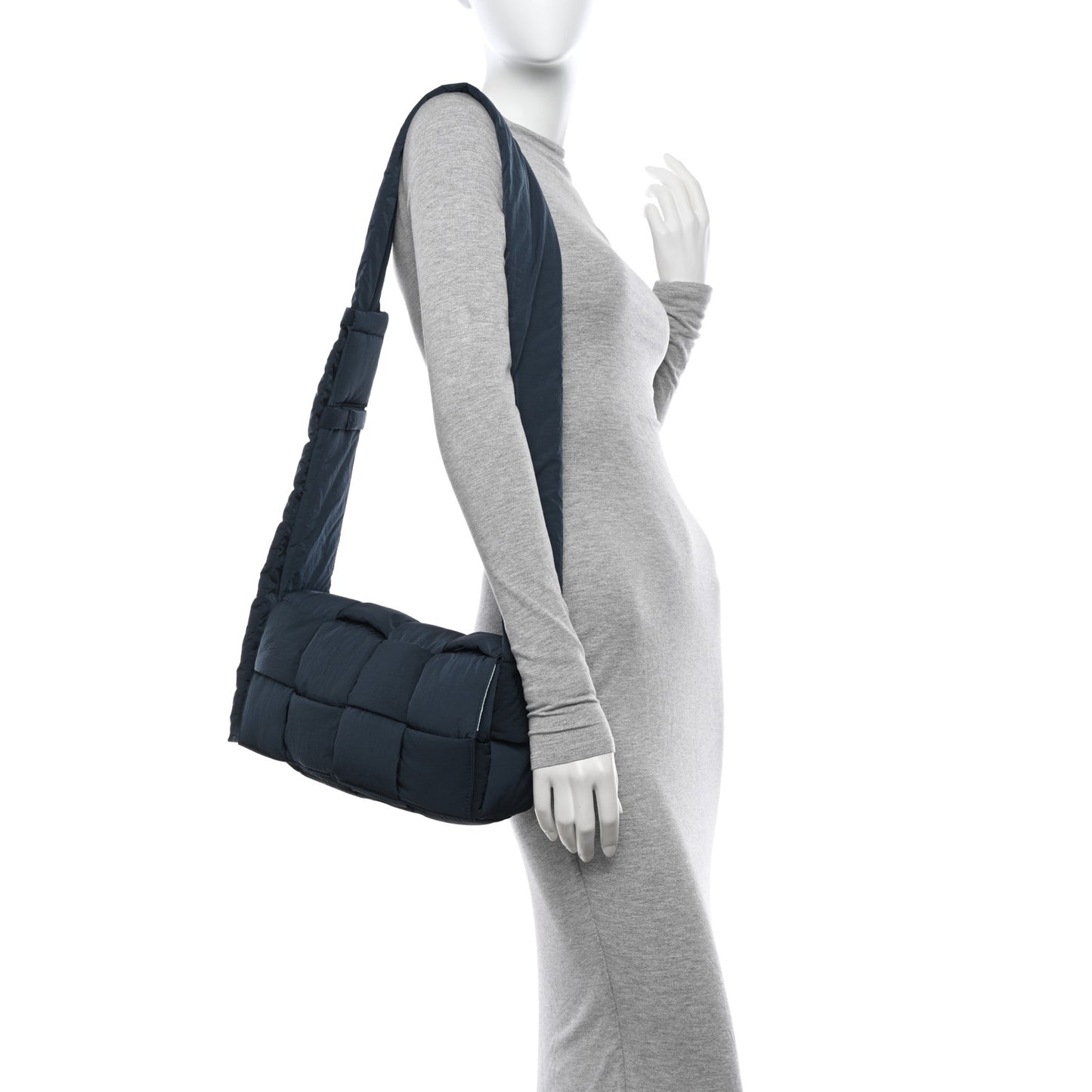 Nylon Intrecciato Padded Tech Cassette Bag Deep Blue Pale Blue