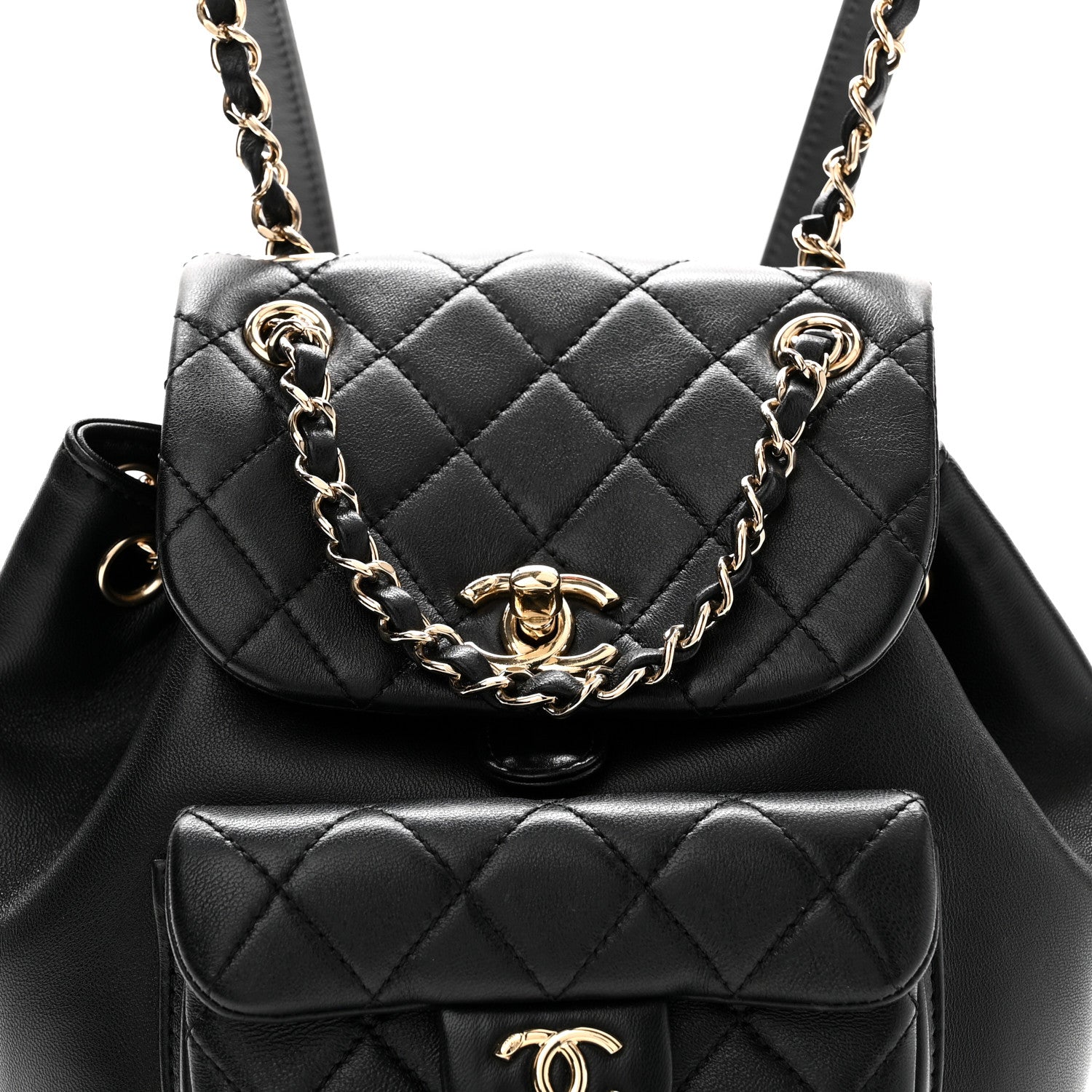 Chanel Lambskin Quilted Small Duma Drawstring Backpack Black 7 of 9