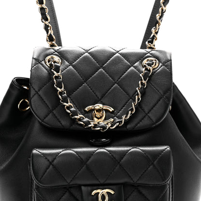 Chanel Lambskin Quilted Small Duma Drawstring Backpack Black 7 of 9