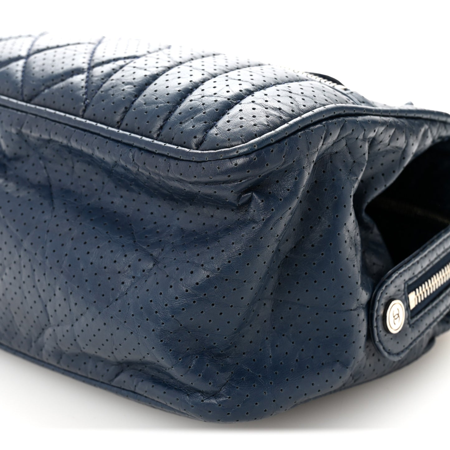 Calfskin Perforated 50's Satchel Marine Fonce