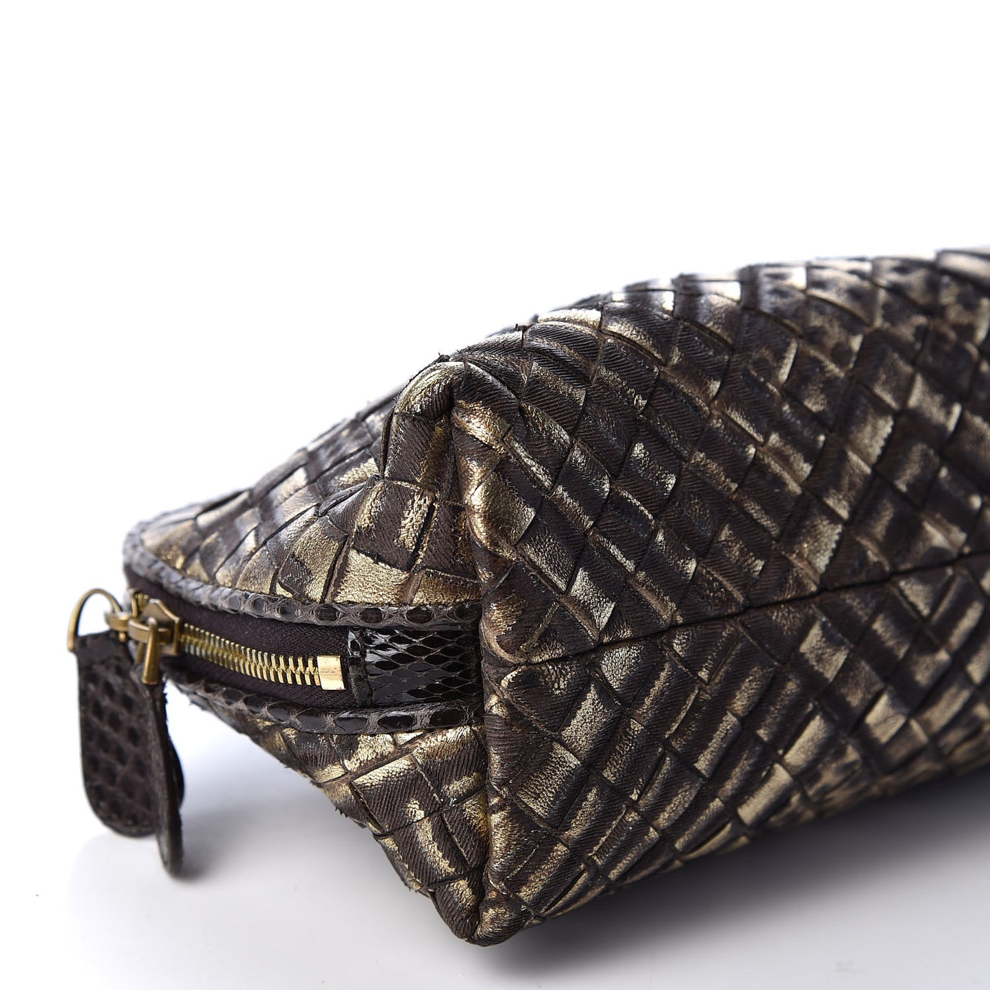 Metallic Bisanzio Intrecciato Ayers Cosmetic Case Brown
