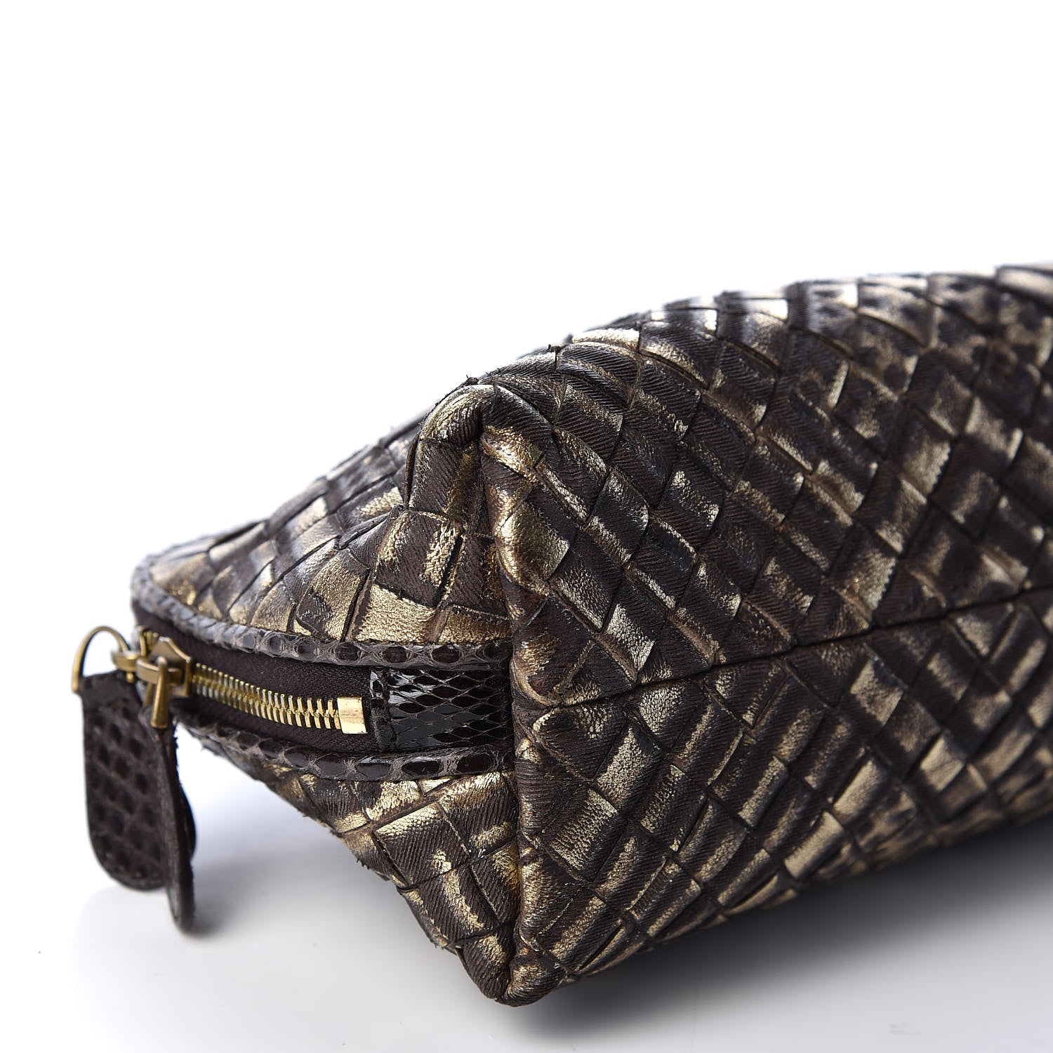 Bottega Veneta Metallic Bisanzio Intrecciato Ayers Cosmetic Case Brown 7 of 7