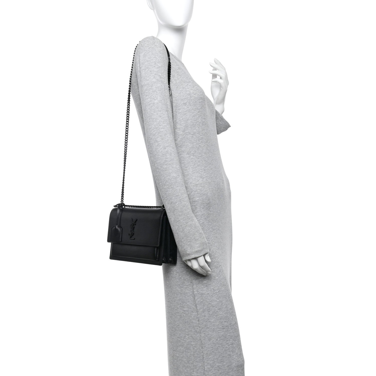 Saint Laurent Calfskin Medium Monogram Monochrome Sunset Black 2 of 12