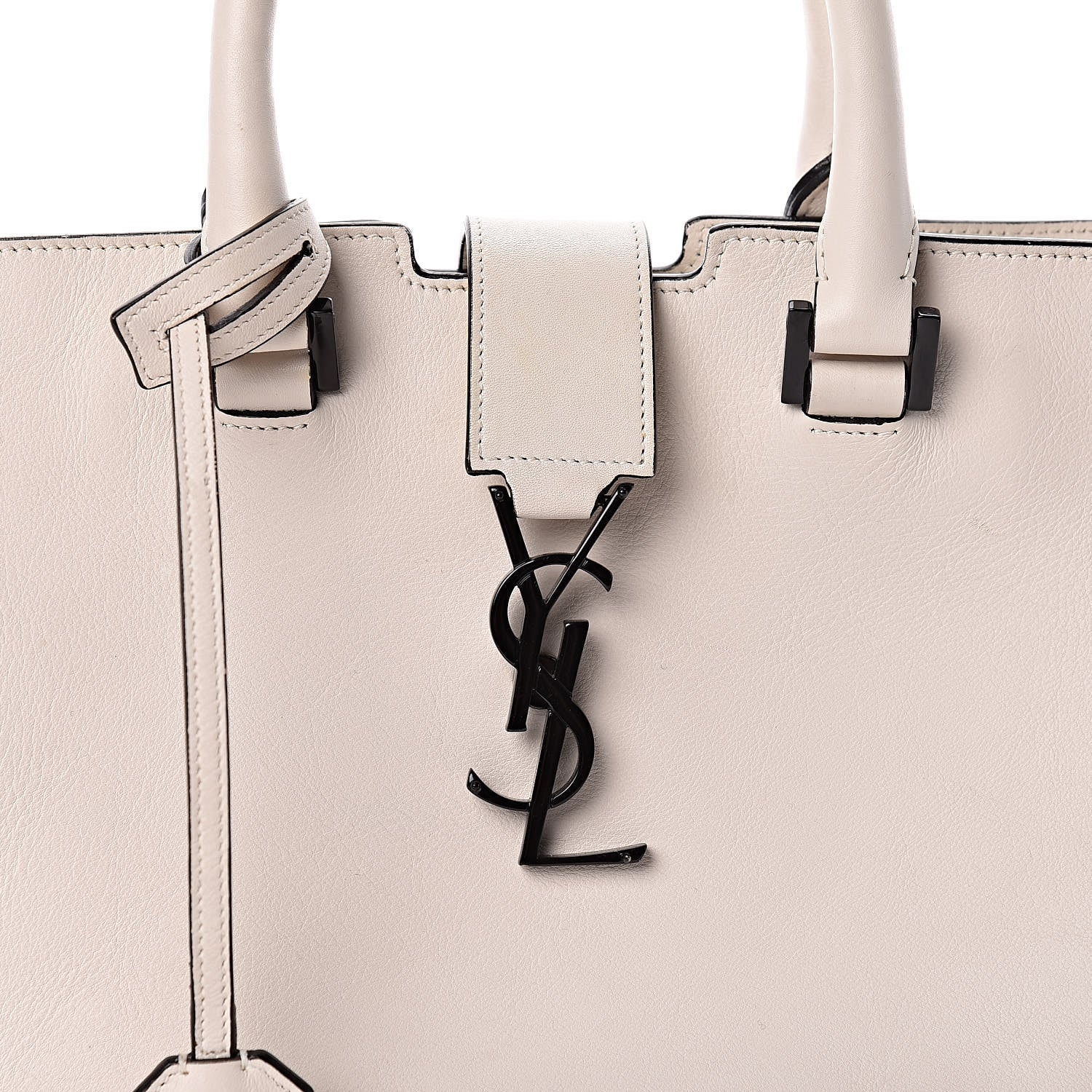 Saint Laurent Calfskin Small Monogram Cabas Dove White 10 of 10