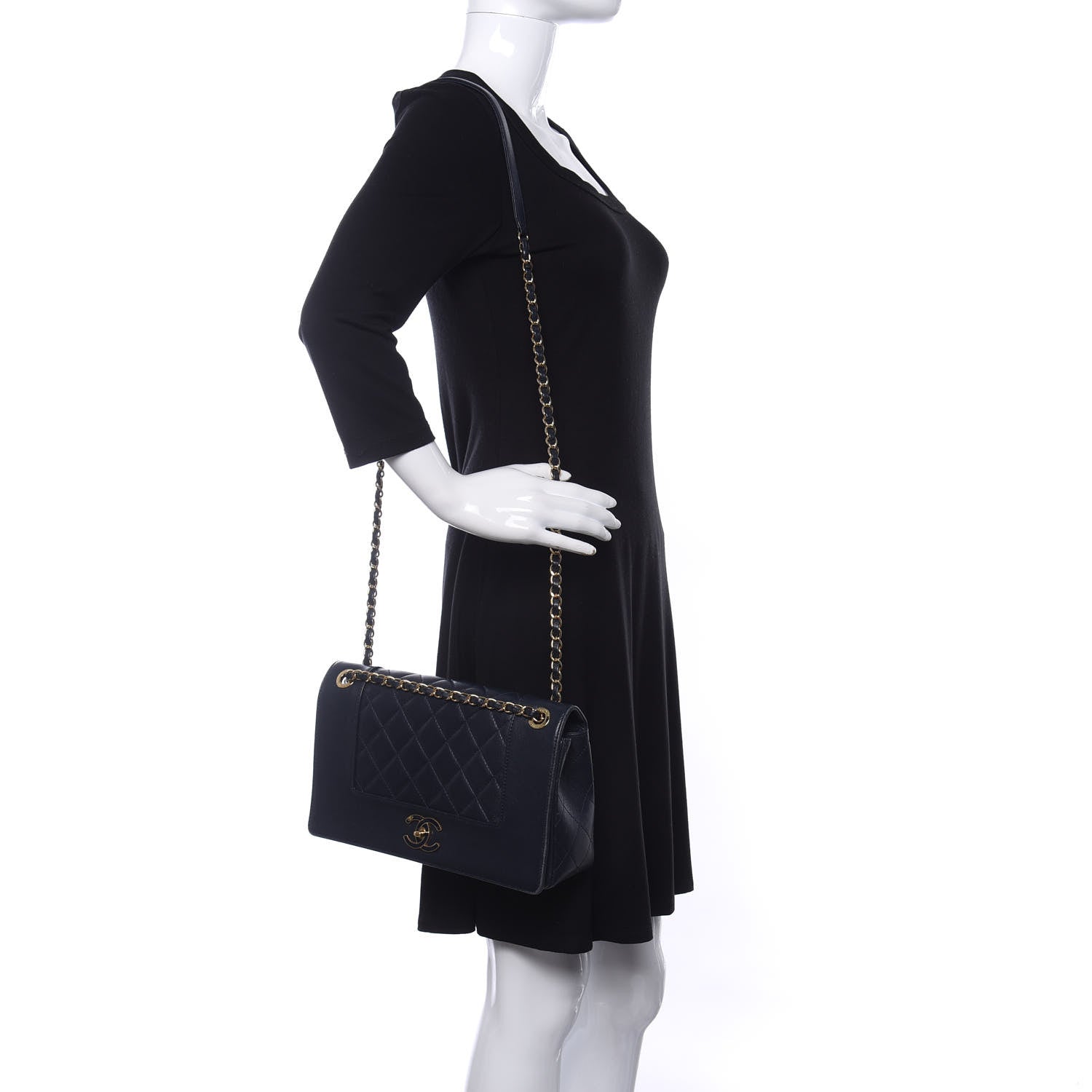 Chanel Sheepskin Quilted Vintage Mademoiselle Flap Navy 2 of 10