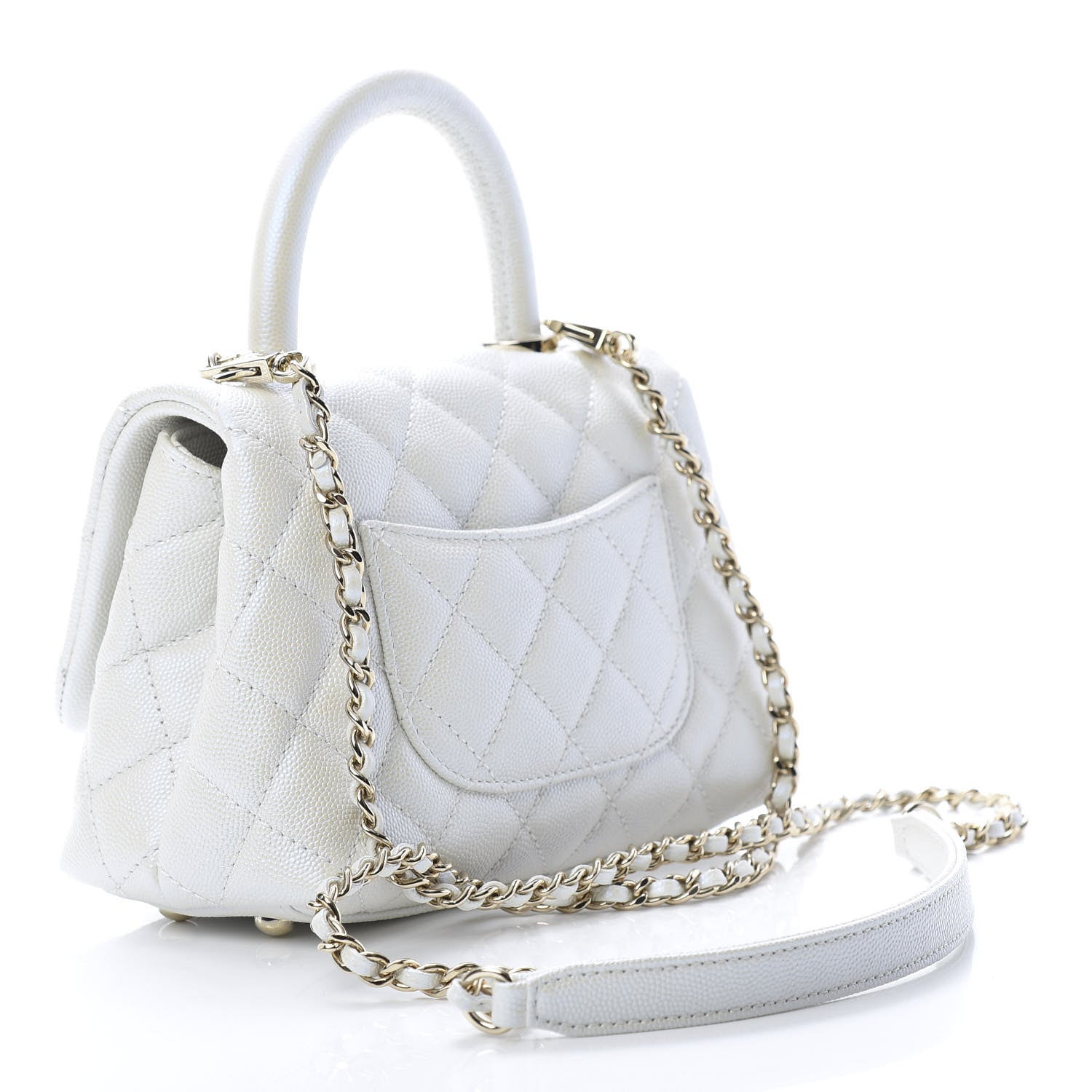 Chanel Iridescent Caviar Quilted Extra Mini Coco Handle Flap Ivory 3 of 11