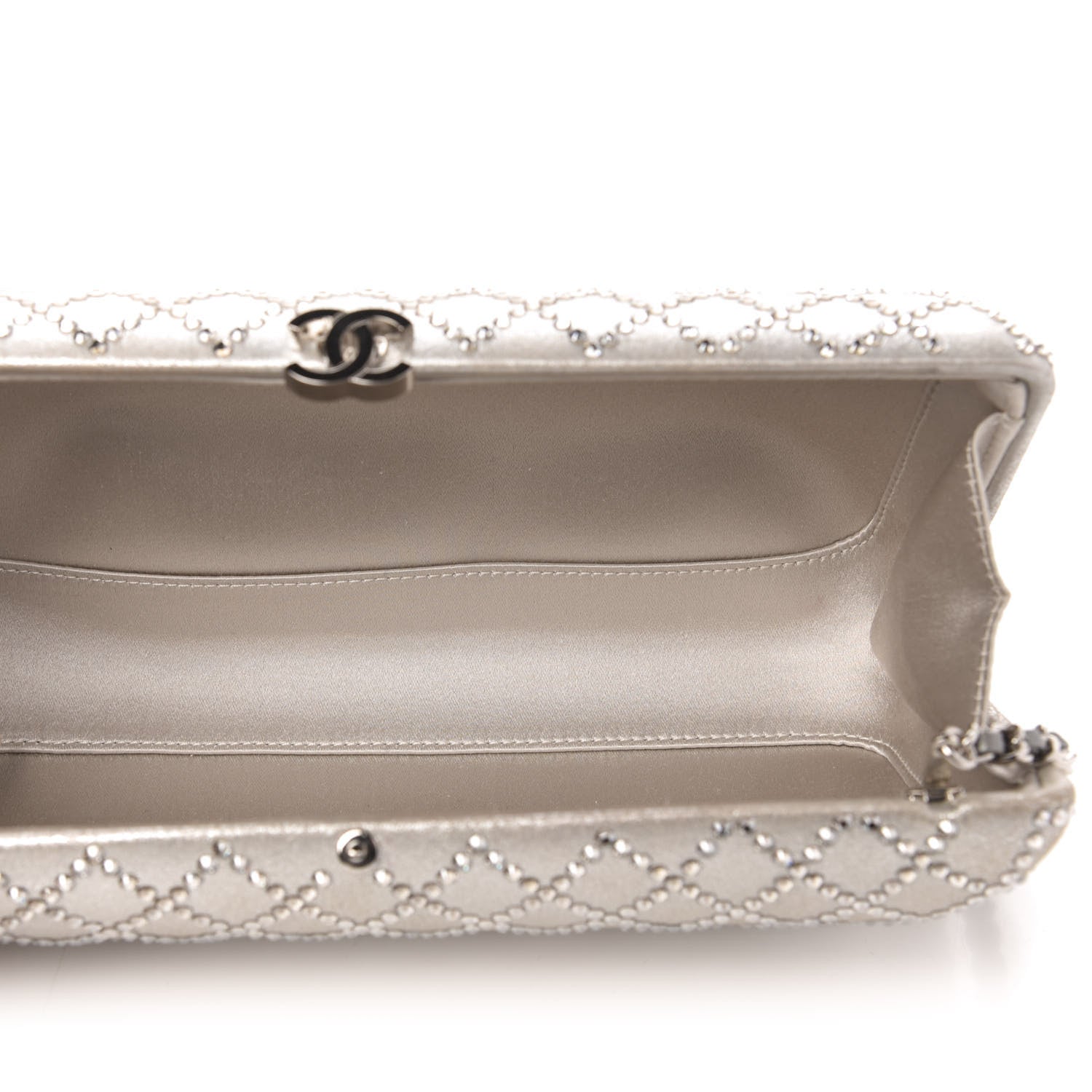 Chanel Iridescent Lambskin Crystal Quilted Clutch Silver 5 of 10