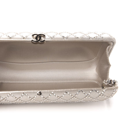 Chanel Iridescent Lambskin Crystal Quilted Clutch Silver 5 of 10