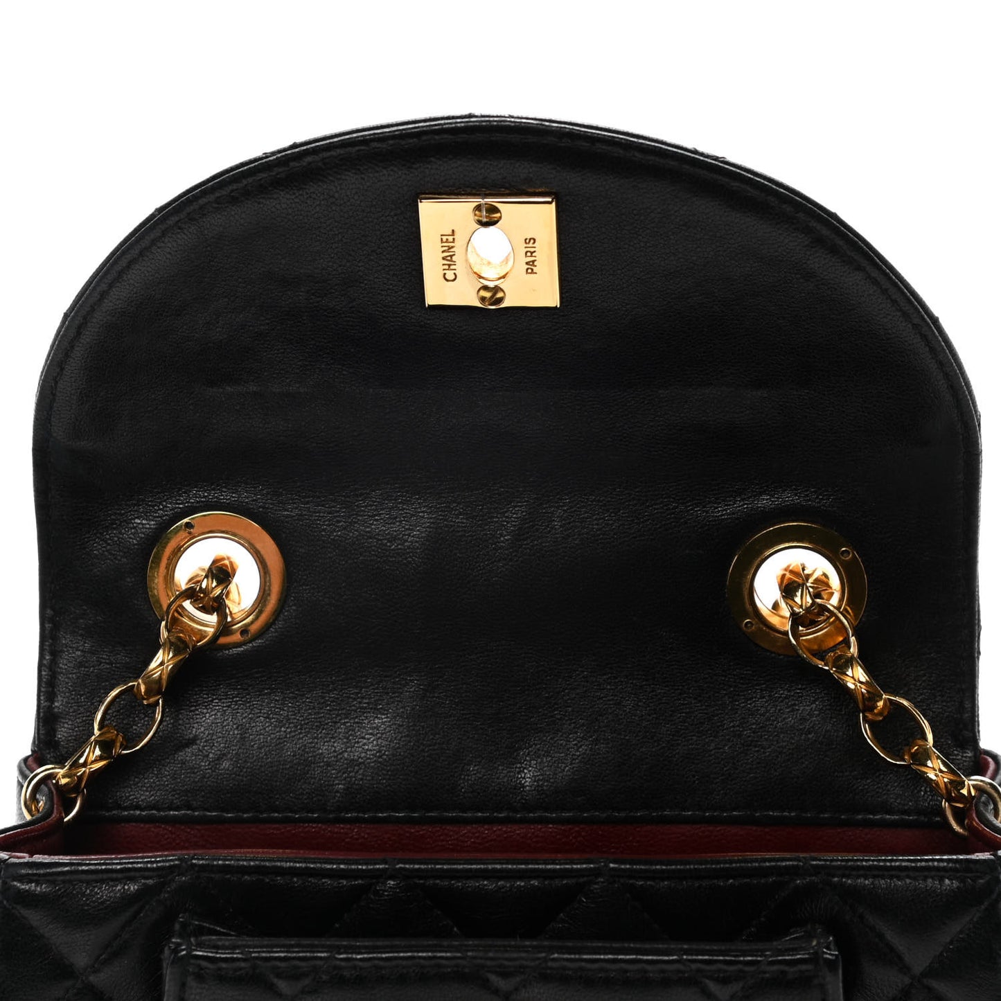 Lambskin Quilted Mini Square Flap Black