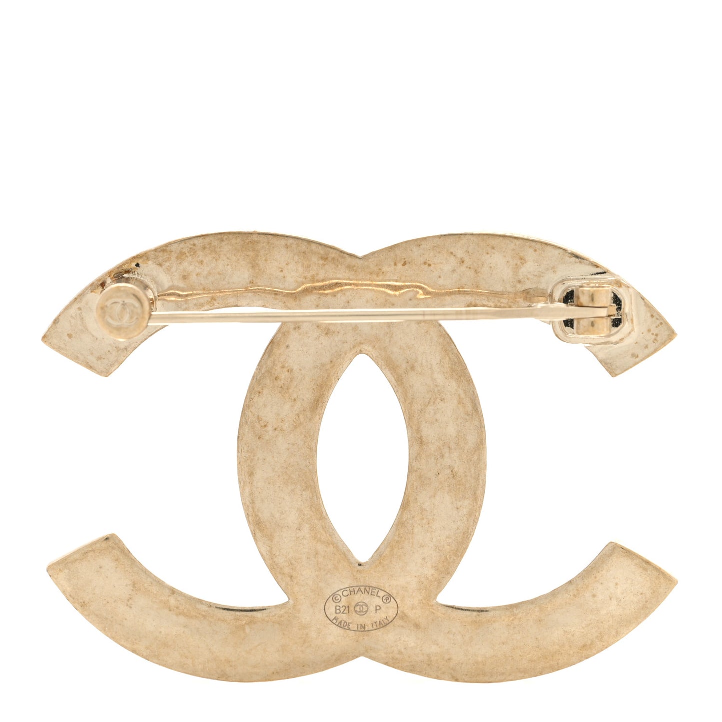 Metal CC Diamond Quilted Brooch Light Gold