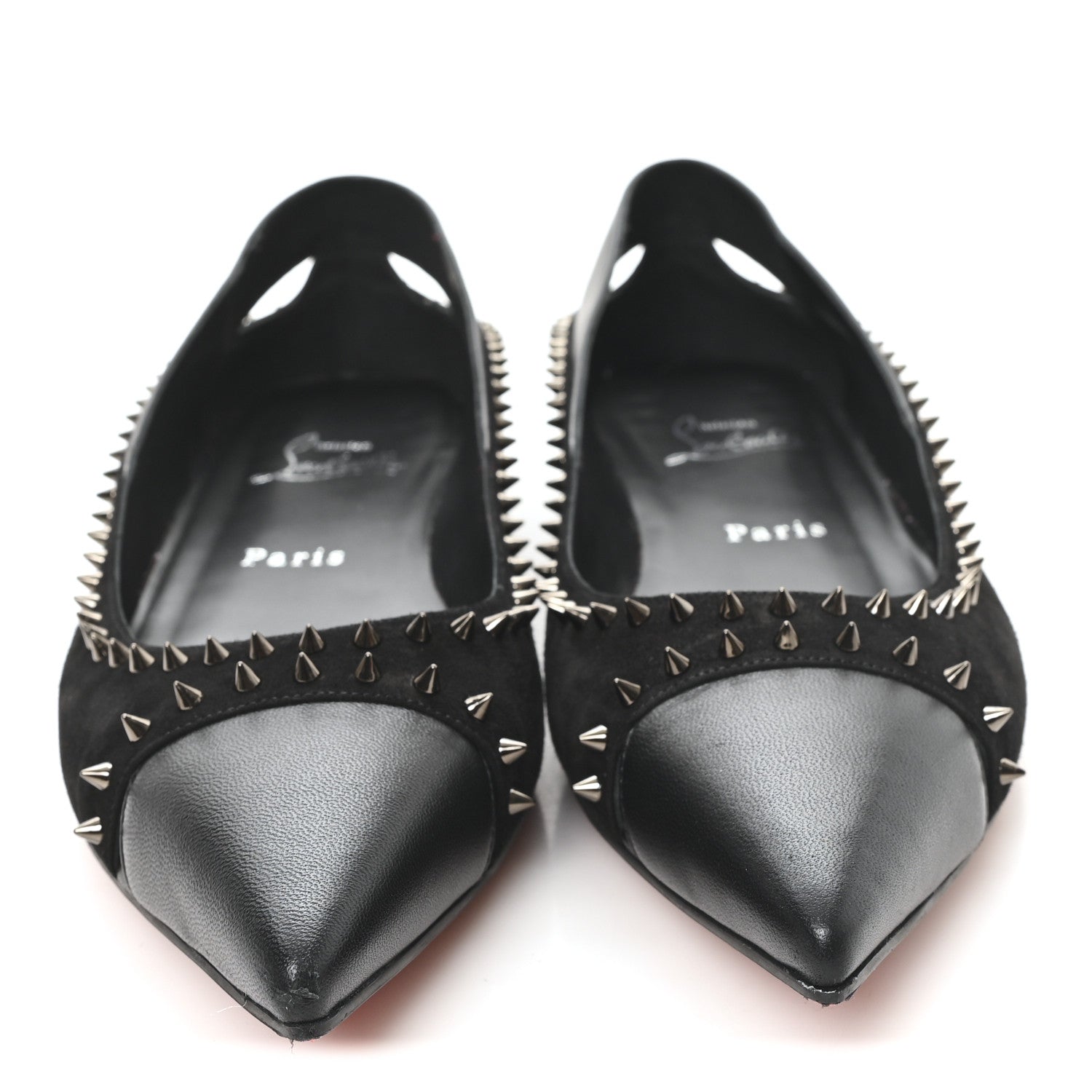 Christian Louboutin Nappa Suede Spikes Duvettina Ballerina Flats 38 Black 3 of 9