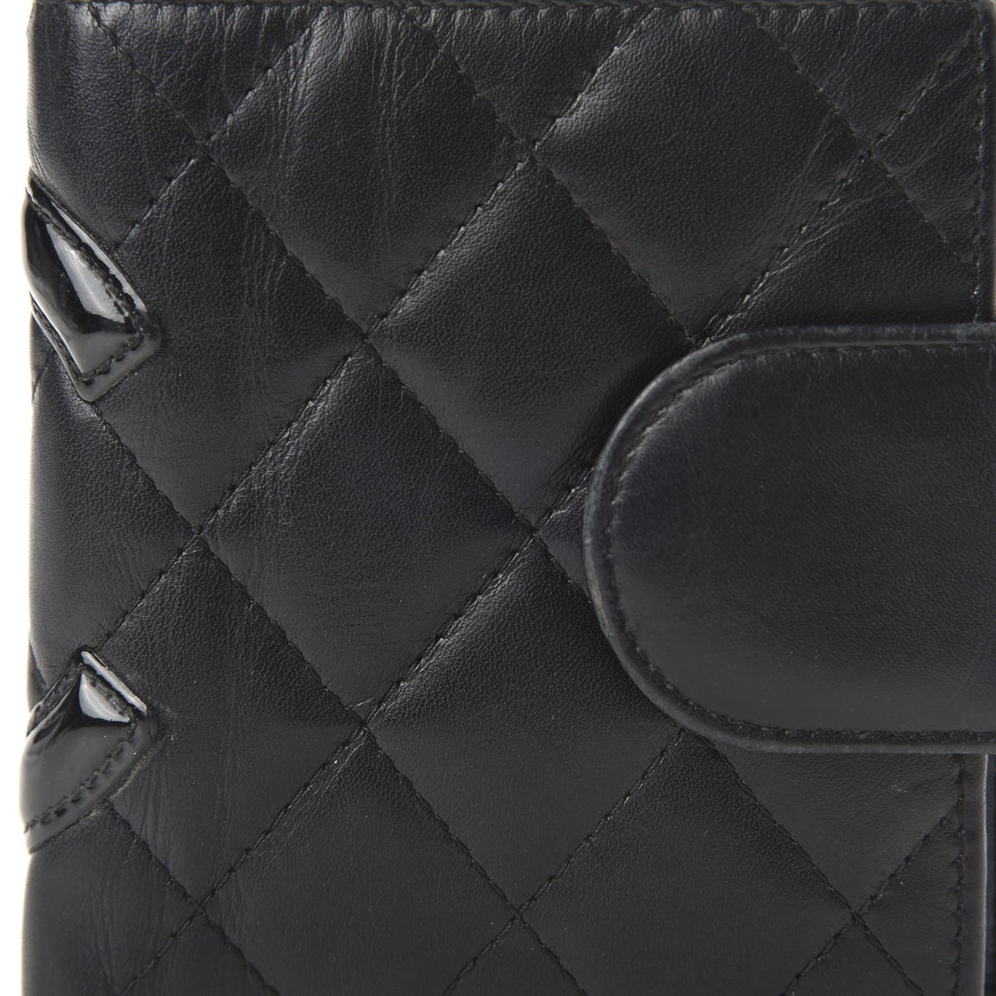 Calfskin Quilted Cambon Bi-Fold Wallet Black