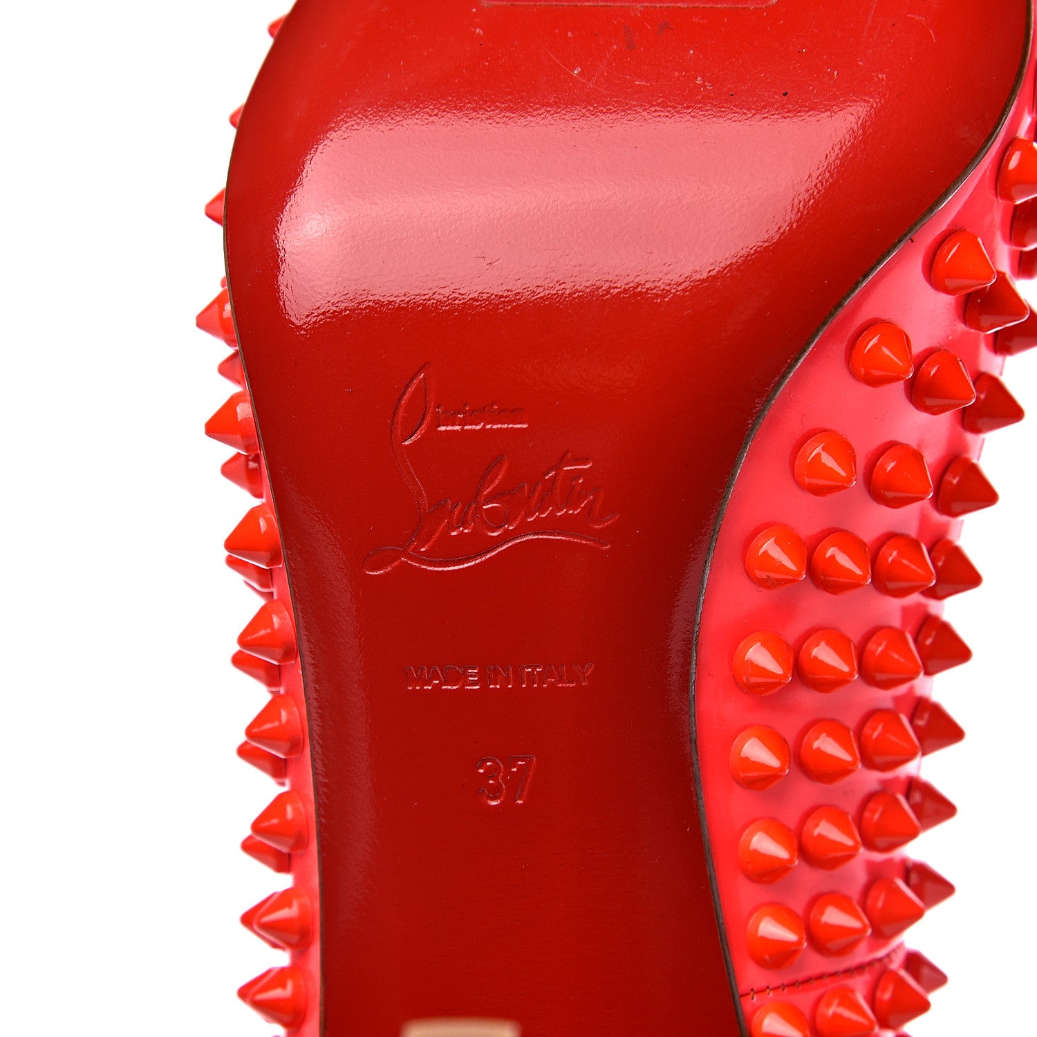 Christian Louboutin Patent Pigalle Spikes 100 Pumps 37 Rose Paris 6 of 10