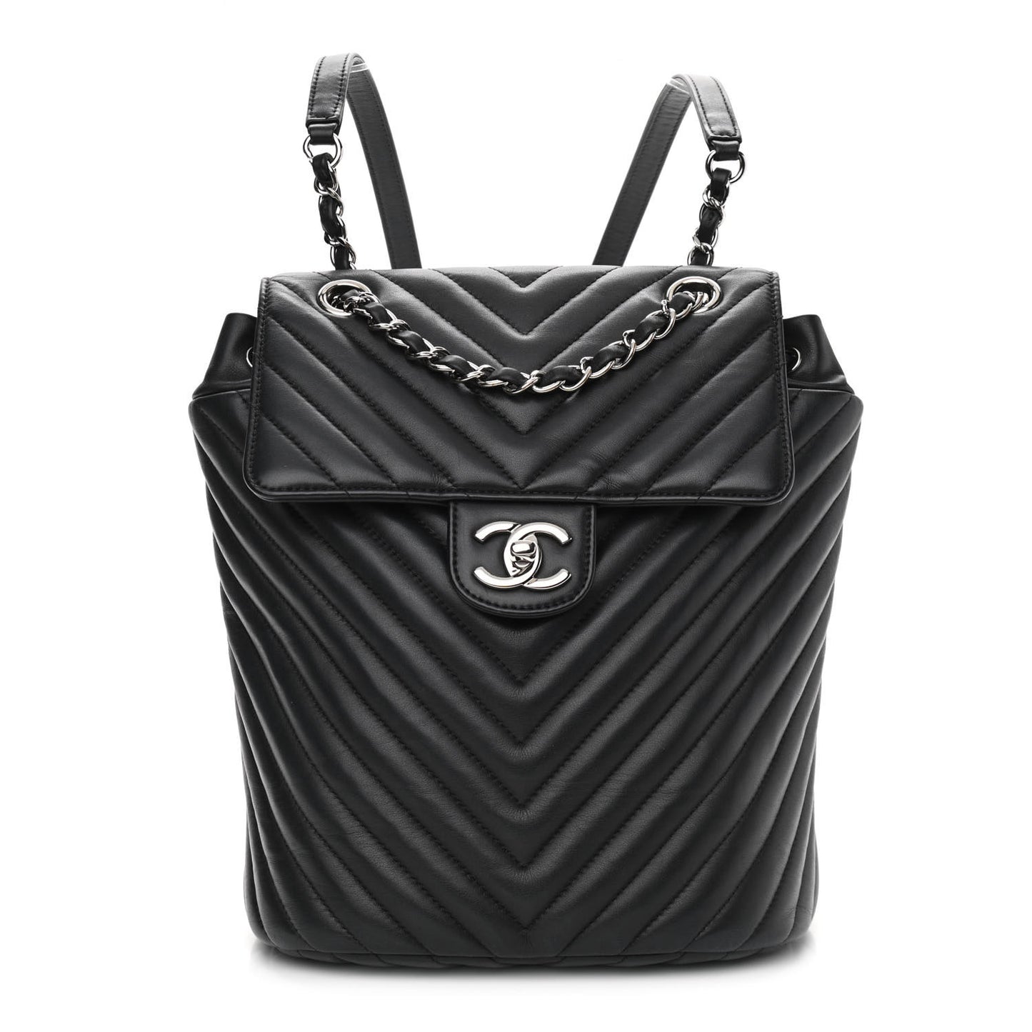 Calfskin Chevron Quilted Small Urban Spirit Backpack Black