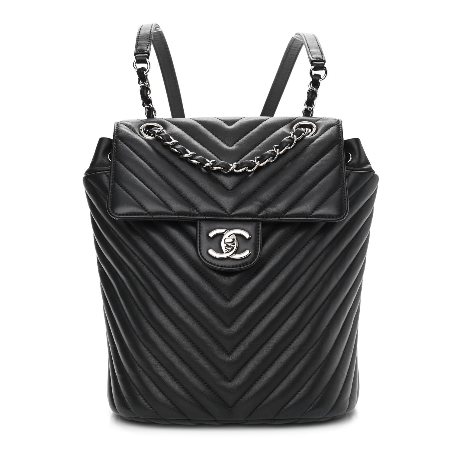 Chanel Calfskin Chevron Quilted Small Urban Spirit Backpack Black 1 of 10